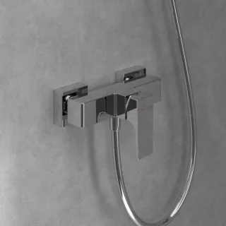 Villeroy und Boch Architectura Square Einhebel-Duscharmatur TVS12500100061 mit Rückflussschutz, Wandmontage, chrom