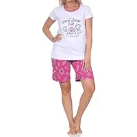 Normann Pyjama Normann Damen kurzarm Shorty Pyjama – „Coffee Lovers Club“