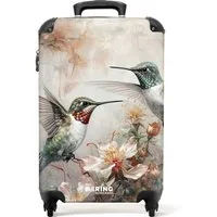 NoBoringSuitcases.com© Hartschalen-Trolley Zwei flatternde Kolibris zwischen Blumen 55x35x20cm, 4 Rollen, Reisetasche mit Rollen, Koffer Handgepäck Flugzeug