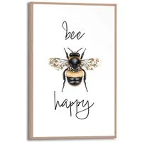 Reinders! Poster Bee Happy, Küche - Gelb - MDF - Tiere - 20x30 cm