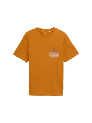 Tom Tailor - T-Shirt mit Brusttasche peanut butter brown - Gr. - XXXL