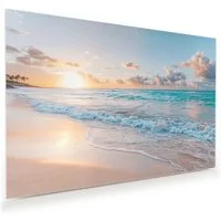 Primedeco Glasbild Wandbild Sonnenaufgang Strand mit Aufhängung, Strand & Meer (21 verschiedene Größen, 1 St), Elegante Aufhängung
