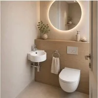 ART OF BAAN Waschbecken Eckwaschbecken 31x44,5 cm – Keramik weiß 44,5x31 cm Gäste-WC