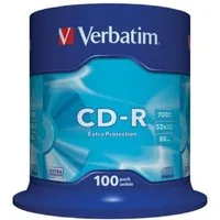 Verbatim CD-Rohling 100 Verbatim Rohlinge CD-R Extra Protection 80Min 700MB 52x Spindel