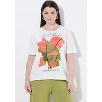 Ulla Popken T-Shirt T-Shirt Palmenblätter Rundhalsausschnitt Halbarm