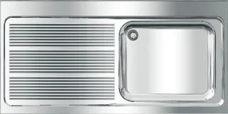KWC Aquarotter Gewerbespüle, MAXIMA, Edelstahl, 1400x432x700 mm, Tropfteil links, 2000057556 2000057556