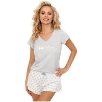 Donna Shorty kurzer Schlafanzug mit Motivdruck (2 tlg) gepunktete Pyjama-Hose, weiche Viskose