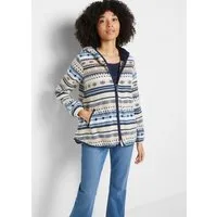 bonprix Fleecejacke mit Norweger-Muster, mit Kapuze, kuscheliges Material