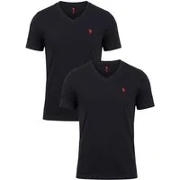 U.S. Polo Assn. T-Shirt USRiider Herren V-Neck 2er Pack – Baumwollmix Basic Moderne V-Ausschnitt Shirts mit weichem Tragegefühl