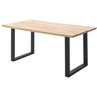Lomadox Esstisch PARACATU-06, Massivholz, U-Gestell, Schweizer Kante, Eiche geölt, 160x90cm