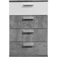 HTI-Living Nachtschrank Nachtkommode 4 Schubladen Nina Beton Weiß (Stück, 1-St., 1 Nachtschrank) Nachtschrank Nachttisch