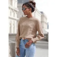 LASCANA Rundhalspullover mit Zierknöpfen, Winterpullover, kuscheliges Basic