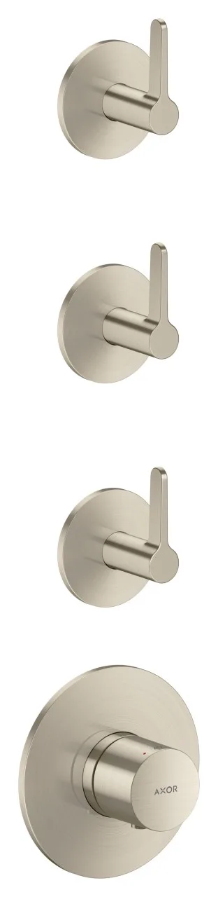 Hansgrohe Thermostatmodul Unterputz AXOR One für 3 Verbraucher mit Hebelgriff brushed nickel, 48723 48723820