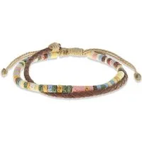 Made by Nami Armband Buntes Surferarmband Damen Herren mit Perlen geflochten verstellbar, aus Veganen Leder und Kunststoff – handgefertigt – sommerlich – Unisex