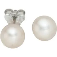JOBO Perlenohrringe Ohrstecker mit Perlen 7 mm, 925 Silber mit Süßwasser-Zuchtperlen