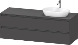 Duravit Ketho.2 Konsolenwaschtischunterbau wandhängend Graphit Matt 1600x550x568 mm - K24899R4949000 K24899R49490000