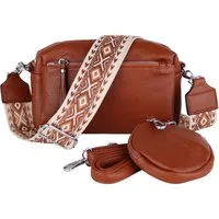 MIRROSI Umhängetasche Damen, Veganleder Crossbody Tasche Bag, Schultertasche (inkl. 1 Münzbeutel und 2 Wechselgurte, 19x14x8cm (BXHXT), gemusterten & verstellbaren Schulterriemen