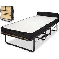 BedBox Gästebett Klappbett Federkern Matratze 90 x 200 cm mit gepolstertem Kopfteil gepolstertes Kopfteil und incl. Husse, super Comfort
