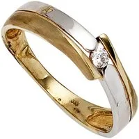 Schmuck Krone Goldring Ring mit Zirkonia 333 Gold bicolor teilmatt, Gold 333