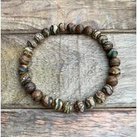 NAHLE Perlenarmband Naturstein Tibet Achat Armband (1-tlg), elastisches Band