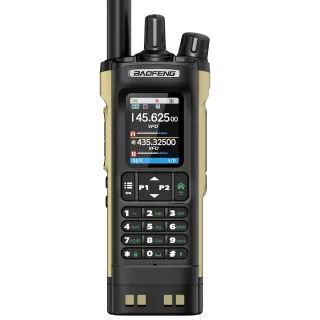 Baofeng UV32 10W GPS Walkie Talkies Sand Color Custom Two Way Radio Multi-Band Bluetooth APP Programming Tri-Power 2.0"