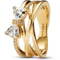Pandora Fingerring DamenFunkelnde Schleife Goldfarben
