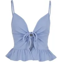 URBAN CLASSICS T-Shirt-BH Urban Classics Damen Ladies Waffle Pique Ruffle Top