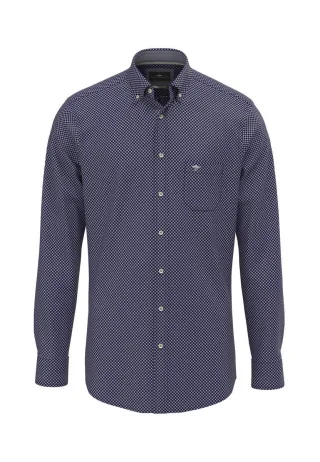 Fynch Hatton - Baumwollhemd mit Minimalmuster blau - Gr. - 3XL