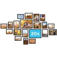 PHOTOLINI Bilderrahmen Sets in verschiedenen Formaten, MDF Holz, Acrylglas & Zubehör, für 20 Bilder (20er Set), Posterrahmen 20er Set No.1 zum Aufhängen oder Aufstellen