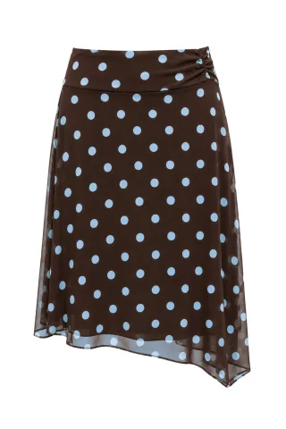 Hoch-taillierter Polka Dot Tüll Midi-Rock