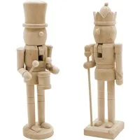 Spetebo Nussknacker traditionelle Weihnachts Dekofigur, (Set, 2-tlg., 25 cm hoch), Nussknacker aus Holz zum Selbstgetalten