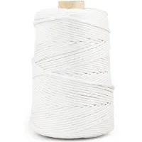 DQ-PP DQ-PP MAKRAMEE GARN 200m, 3mm, 100% Baumwolle, Kordel Natur, DIY Nähgarn, Baumwollseil, Handwerk Dekoration, Baumwollgarn