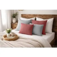 Amilian Dekokissen Sofakissen 4er Set mit Füllung - 2x 45x45 + 2x 35x45 cm, Hotelverschluss, waschbar, formstabil