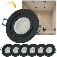 Sweet LED LED Einbaustrahler 6er Set IP44 7W dimmbar Deckenspots Bad & Küche schwarz 230V, LED fest integriert, warmweiß, GU10, IP44, Deckenspots, Deckenstrahler, Einbauleuchten