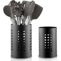 FELIXLEO Besteckhalter Küchenutensilienhalter Schwarz Edelstahl Besteckhalter, (2-tlg)