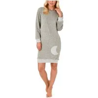 Normann Nachthemd Normann Damen langarm Frottee Nachthemd in Tupfen- und Ringeldesign