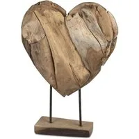 formano Dekoobjekt Herz Teakholz 619440 – Standdeko aus Naturholz, 60 cm