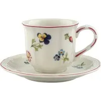 Villeroy & Boch Espressotasse Petite Fleur Mokka-/Espressotasse mit Untertasse, Premium Porcelain