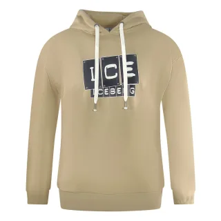 Ice Iceberg - Beigefarbener Kapuzenpullover mit auffälligem Blocklogo