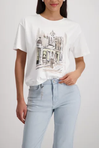 monari - T-Shirt mit Print pastel yellow - Gr. - 38
