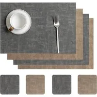 Youyijia Platzset Tischsets Abwaschbar – Doppelseitige Platzsets aus Kunstleder