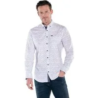 Engbers Langarmhemd Herren Hemd gemustert, Reinweiss