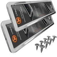 L & P Car Design Kennzeichenhalter für Auto 100% Glanz poliert INOX Edelstahl Nummerschild, (2 Stück)