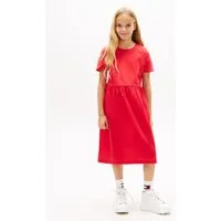 Tommy Hilfiger Jerseykleid MIX MEDIA DRESS SHORT SLEEVE Kinder bis 16 Jahre, geraffte Taille, Relaxed Fit
