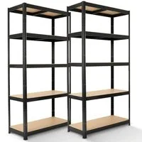 Arebos Schwerlastregal 180x90x40 cm, 5 Böden, 875 kg Traglast, Steckregal, Lagerregal, Set 2-tlg., Flexibel einsetzbar: für Werkstatt, Garage, Keller oder Lager