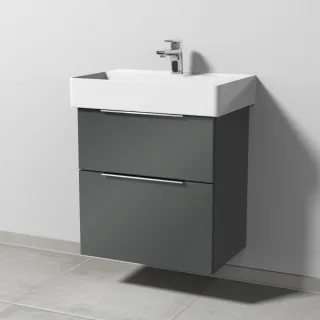 Sanipa 3way Waschtischunterbau zu Duravit Dura Square Waschtisch mit 2 Auszügen, Anthrazit-Glanz UF42379