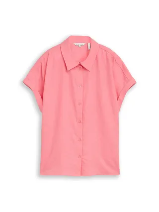 Tom Tailor - Loose Fit Bluse mit Leinenanteil soft fuchsia pink - Gr. - 36
