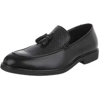 Coolwalk Herren Slipper mit Quaste und Strukturdesign Slipper (91977192) Blockabsatz Slipper in Schwarz