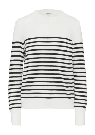 s.Oliver Red Label - Gestreifter Pullover aus Viskosemix schwarz/weiß - Gr. - 48