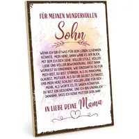 TypeStoff Wandbild Holzschild mit Spruch - Für meinen wundervollen Sohn